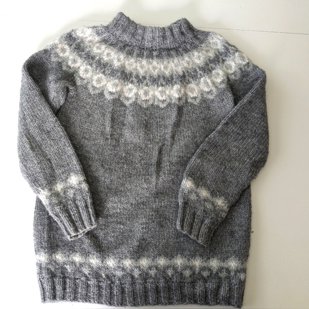 Women's Gray Nordic Yoke Crewneck Sweater